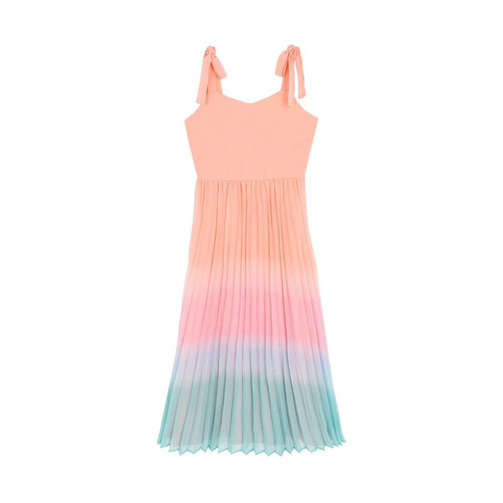 C1 Rare Editions Girls Ombre Pleated Chiffon Swing Rainbow Colored Dress Size 10